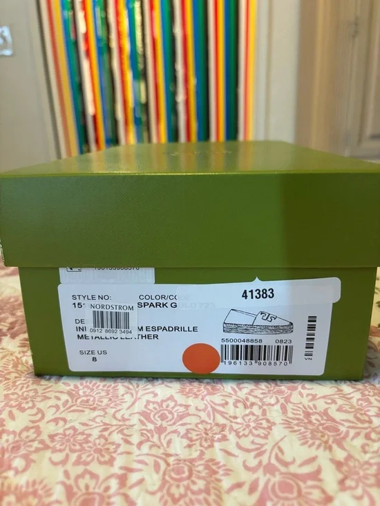 Tory Burch Metallic Gold Espadrille Loafers - Picture 15 of 16